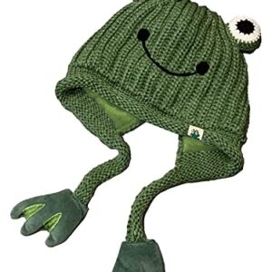 Women Cute Frog Hat Crochet Knitted Hat Big Eye Frog Hat Winter Ear Protective Beanie Knitted Caps Outdoors Green