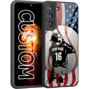 personalized baseball player name number america flag design rubber cover phone case for samsung galaxy s23 s22 s21 s20 ultra plus/ s21 fe /s20 fe/ s10 plus/ s9 plus/ s8 plus /s7 edge