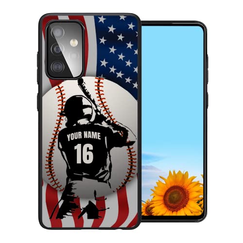 Personalized Baseball Player Name Number America Flag Design Rubber Cover Phone Case for Samsung Galaxy S23 S22 S21 S20 ULTRA PLUS/ S21 FE /S20 FE/ S10 PLUS/ S9 PLUS/ S8 PLUS /S7 EDGE