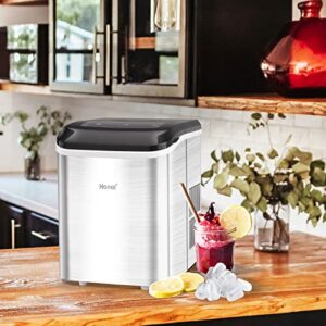 Ice Makers Countertop Portable Ice Machine Stainless Steel, 26.5lbs in 24 Hours, 9 Ice Cubes Ready in 8 Mins, Ice Scoop and Basket, L&S Bullet Sizes for Home Party Office Bar Camping