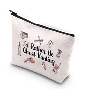 tsotmo paranormal investigator ghost lover merch i’d rather be ghost hunting zipper pouch makeup bag (ghost hunting)