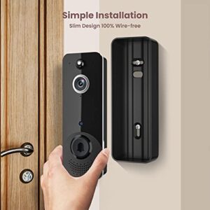 EKEN Smart Video Doorbell Camera Wireless with Chime Ringer, HD Live Image, Night Vision, Cloud Storage, Battery Powered, Indoor/Outdoor Surveillance, Smart AI Human Detection, 2.4G WiFi, 2-Way Audio