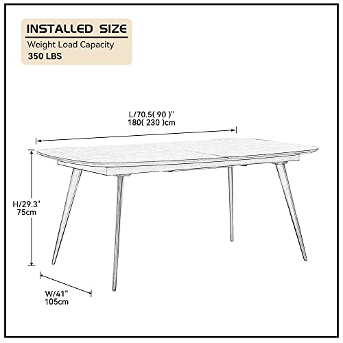 EASYTOUR Extendable Dining Table, 8-Person Mid Century Kitchen Table, Wooden Oval Extension Dinner Table with Sturdy Metal Frame, Space Saving, Easy Assembly, 90”x41”x29.3” (Brown)