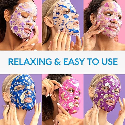 MAREE Facial Masks for Skin Care & Beauty - Sheet Masks for Face with Natural Pearl Extract, Marine Collagen & Hyaluronic Acid - Anti Aging Collagen Facial Masks for Wrinkles & Dry Skin, 6 Pack