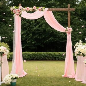 gogoparti wedding arch draping fabric blush arch drapes for wedding ceremony party ceiling curtains home decoration 19ft length x 28" width (1 panel)