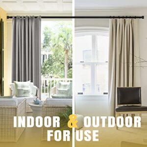 Zeerobee Curtain Rods for Windows 66 to 120, 1 Inch Black Curtain Rod Set, Heavy Duty Drapery Rods with Adjustable Curtain Rods, Outdoor Modern Curtain Rod with Simple End Caps, 32"-144", Black