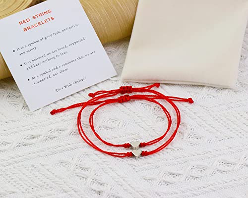 SmileBelle Red String Bracelet Red Bracelet for Protection Matching Heart Bracelets Friendship Bracelets for Teen Girls as Mother Daughter Bracelets, Couples, Sisters and Friends Bracelet Gift