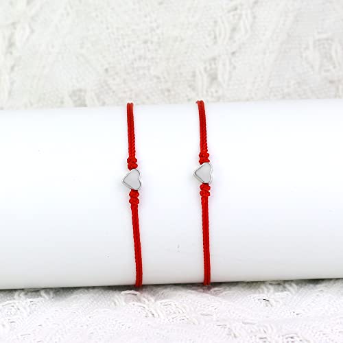 SmileBelle Red String Bracelet Red Bracelet for Protection Matching Heart Bracelets Friendship Bracelets for Teen Girls as Mother Daughter Bracelets, Couples, Sisters and Friends Bracelet Gift