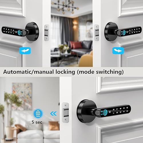 Fingerprint Door Lock, Smart Fingerprint Door knob-biometric Door Lock，with passcode keypad keyless Entry Door Handle，for Bedroom Home Hotel Office Apartment