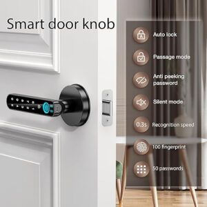 Fingerprint Door Lock, Smart Fingerprint Door knob-biometric Door Lock，with passcode keypad keyless Entry Door Handle，for Bedroom Home Hotel Office Apartment