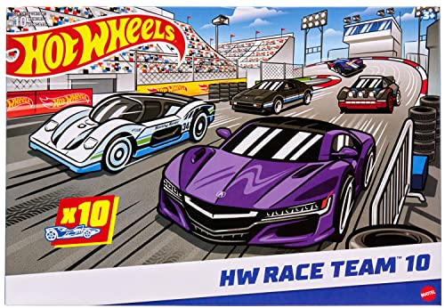 Hot Wheels 10-Pack, Set of 10 Toy Race Cars in 1:64 Scale, Licensed & Unlicensed Collectible Vehicle (Styles May Vary) (Amazon Exclusive)