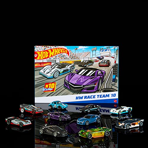 Hot Wheels 10-Pack, Set of 10 Toy Race Cars in 1:64 Scale, Licensed & Unlicensed Collectible Vehicle (Styles May Vary) (Amazon Exclusive)