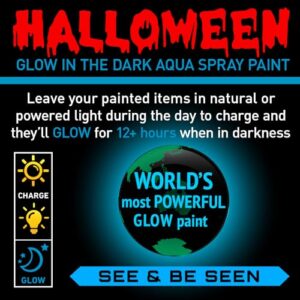 GLO-X Glow In The Dark Spray Paint (10.6 oz Can) Clear Spray Paint That Glows Aqua Blue In The Dark - Powered Light & Sun Activated Glow - In The Dark Paint for Stencil & Decorative Items - Glow Acrylic Paint