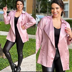 Zeagoo Womens Blazers for Work Professional Satin Oversized Blazer Jackets with Pockets,Pink Purple Small