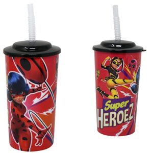 united pacific designs mlbaj130: miraculous ladybug- 16 oz. pp sports tumbler with lid and straw 36g