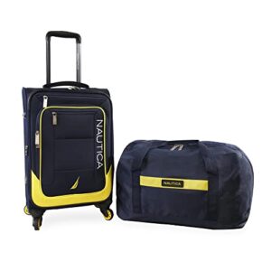 nautica pathfinder 2pc softside luggage set, navy/yellow