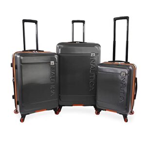 nautica roadie 3pc hardside luggage set, grey/orange