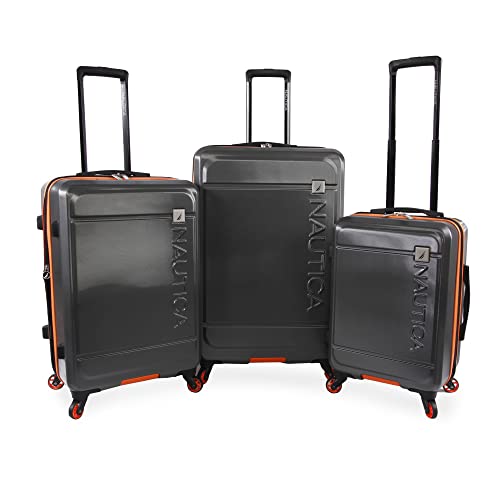 Nautica Roadie 3pc Hardside Luggage Set, Grey/Orange