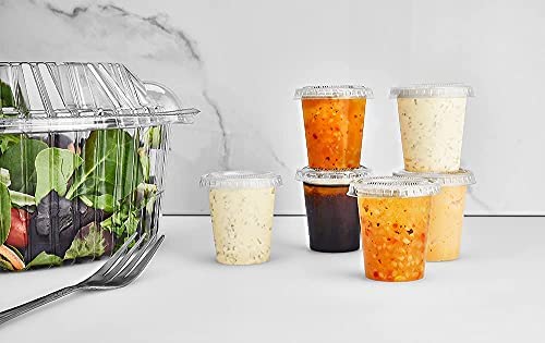 King Zak 150 Sets - 1.5oz, Disposable Mini Plastic Jello Shot Cups With Lids Perfect For Portion Souffle, Condiment, Dipping Sauce, Salad Dressing And More