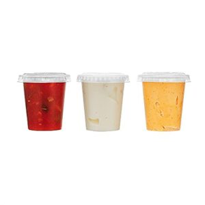 King Zak 150 Sets - 1.5oz, Disposable Mini Plastic Jello Shot Cups With Lids Perfect For Portion Souffle, Condiment, Dipping Sauce, Salad Dressing And More