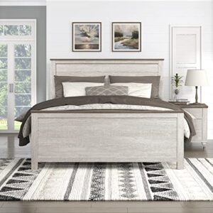 lexicon nirvana panel bed, cal king, antique white/brown