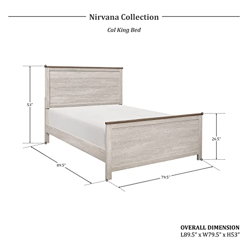 Lexicon Nirvana Panel Bed, Cal King, Antique White/Brown