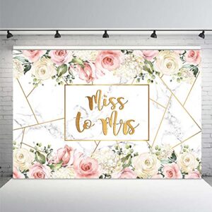 mehofond 7x5ft miss to mrs backdrop for bridal shower pink white floral white gold marbled wedding party decorations photography background engagement party banner supplies photo booth props