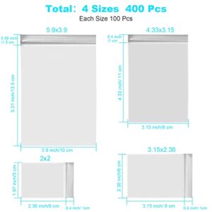 400 Pcs Small Plastic Bags, Resealable Clear Jewelry Bags, Small Baggies, Poly Reclosable Mini Bags, 4 Assorted Sizes 6x3.9 4.7x3.1 3.5x2.3 2.7x2IN, 2 Mil Zipper Bags for Jewelry Pill Packaging VOPTON