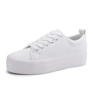 jabasic women lace up platform sneakers comfortable casual fashion sneaker walking shoes (6,white)