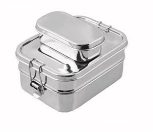 more-eco classic stainless steel bento lunch box lunch container design holds a variety of foods - metal bento box - dishwasher safe - stainless lid - stainless 5-in-1