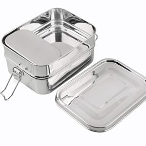 MORE-ECO Classic Stainless Steel Bento Lunch Box Lunch Container Design Holds a Variety of Foods - Metal Bento Box - Dishwasher Safe - Stainless Lid - Stainless 5-in-1