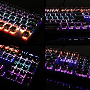 Camiysn Typewriter Style Mechanical Gaming Keyboard, Black Retro Punk Gaming Keyboard with RGB Backlit, 104 Keys Blue Switch Wired Cute Keyboard, Unique Square Keycaps for Windows/Mac/PC