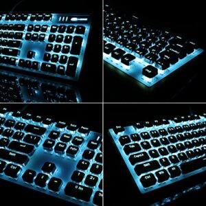 Camiysn Typewriter Style Mechanical Gaming Keyboard, White Retro Punk Gaming Keyboard with RGB Backlit, 104 Keys Blue Switch Wired Cute Keyboard, Uique Square Keycaps for Windows/Mac/PC