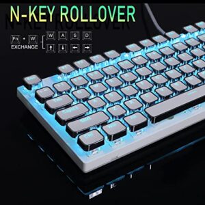 Camiysn Typewriter Style Mechanical Gaming Keyboard, White Retro Punk Gaming Keyboard with RGB Backlit, 104 Keys Blue Switch Wired Cute Keyboard, Uique Square Keycaps for Windows/Mac/PC