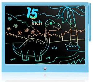 lcd writing tablet, electronic writing drawing colorful screen magnetic doodle board, eoocoo 15" handwriting drawing tablet gifts for 3 4 5 6 7 years old kids and adults at home, school, office, blue