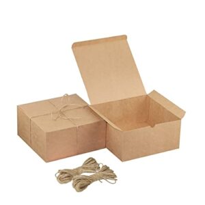 xxcxpark 16 pcs brown kraft gift boxes 8x8x4 inches, decorative party favor kraft paper gift packaging box with lid for diy crafting, cube, cupcake, kraft present boxes for birthday, wedding