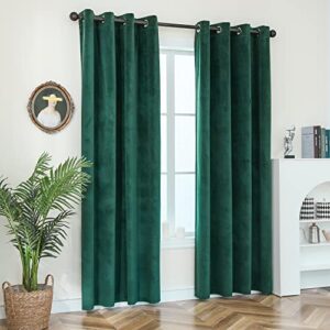 wod famy luxury velvet blackout vintage curtains thermal insulated drapes velvet curtains grommet 52wx95l inch 2 panels dark green
