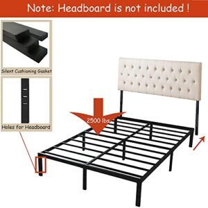 Tooyyer Queen Size Bed Frame 18inch High Heavy Duty Metal Platform 2500 lbs Steel Slat Mattress Support Bed Frames No Box Spring Needed Non-Slip Noise Free Queen Frame