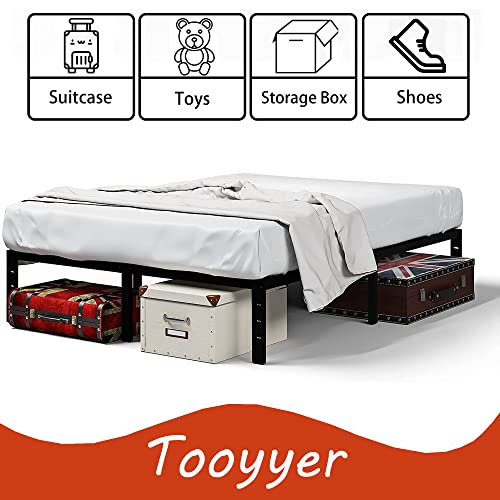 Tooyyer Queen Size Bed Frame 18inch High Heavy Duty Metal Platform 2500 lbs Steel Slat Mattress Support Bed Frames No Box Spring Needed Non-Slip Noise Free Queen Frame