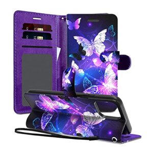 encases for iphone 14 pro max case,iphone 14 pro max wallet case with hand strap pu leather clip flip case for apple iphone 14 pro max card holder (stand feature) for iphone 14 pro max case butterfly
