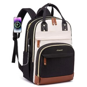 lovevook backpack purse for women, fits 17 inch laptop backpack, fashion travel work anti-theft bag, business computer waterproof backpacks, university backpacks, beige-black-brown