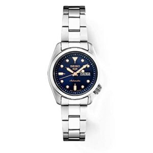 seiko men's blue dial silver stainless steel band automatic watch