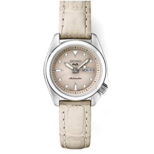 seiko men's sand beige dial beige leather band automatic watch