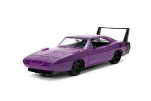 jada toys big time muscle 1:24 1969 dodge charger daytona die-cast car purple, toys for kids and adults