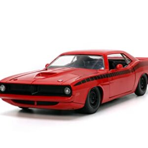 Jada Toys Big Time Muscle 1:24 1973 Plymouth Barracuda Die-cast Car Red/Black, Toys for Kids and Adults