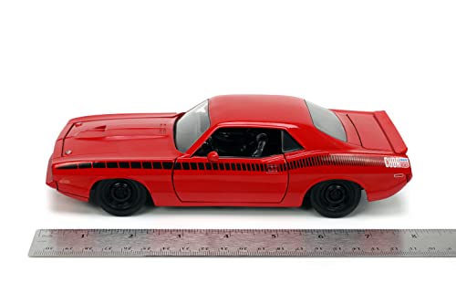 Jada Toys Big Time Muscle 1:24 1973 Plymouth Barracuda Die-cast Car Red/Black, Toys for Kids and Adults