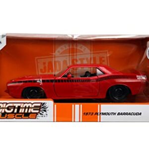 Jada Toys Big Time Muscle 1:24 1973 Plymouth Barracuda Die-cast Car Red/Black, Toys for Kids and Adults