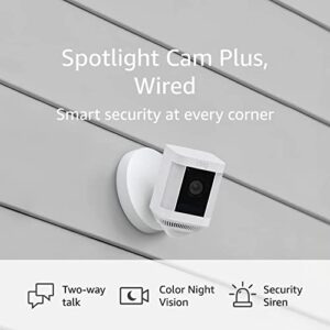Ring Spotlight Cam Plus, Wired | Two-Way Talk, Color Night Vision, and Security Siren (2022 release) - White