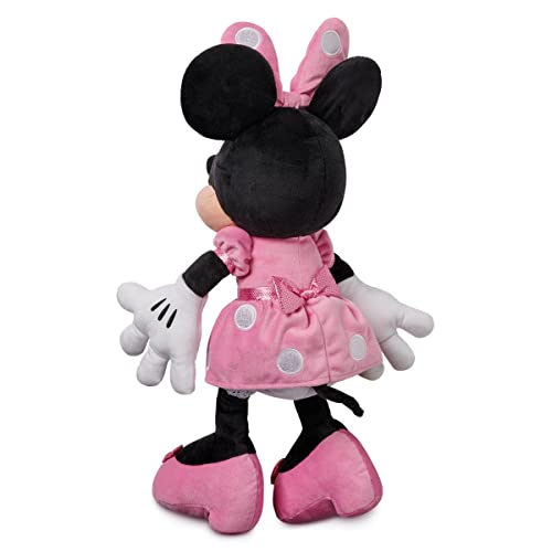 Disney Store Official Minnie Mouse Medium Soft Plush Toy, Medium 17 3/4 inches, Iconic Cuddly Toy Character in Pink Polka Dot Dress and Bow with Embroidered Features, Suitable for All Ages