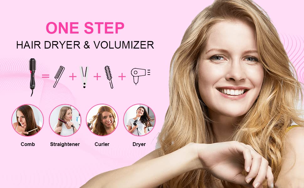 Hair Dryer Brush Blow Dryer Brush in One - Plus 2.0 One-Step Hot Air Brush - 4 in 1 HairDryer Styler and Volumizer for Drying Straightening Curling Volumizing Hair